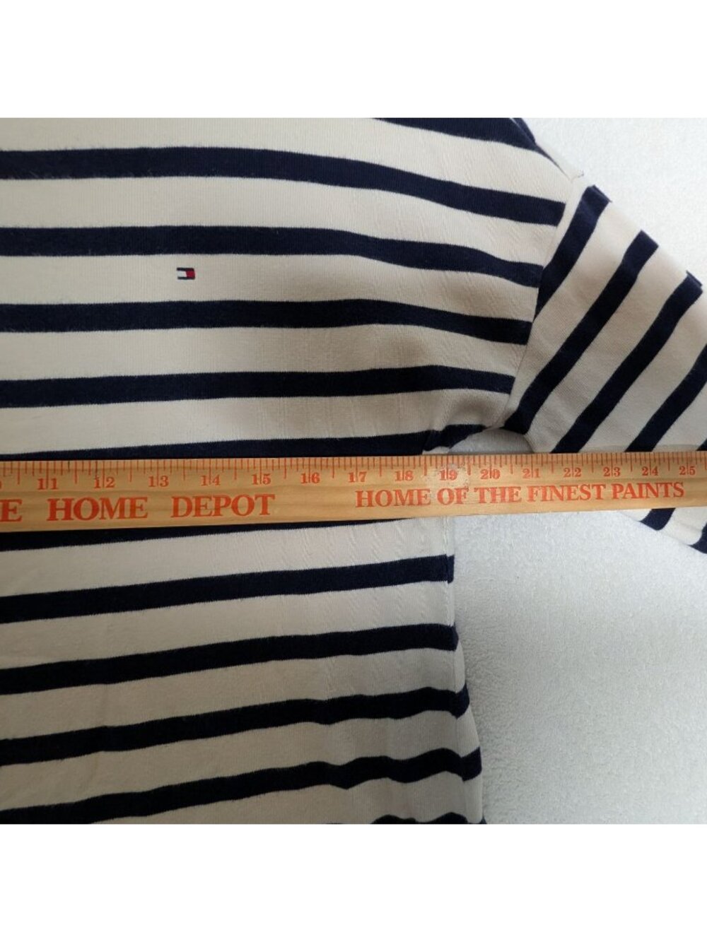 Tommy Hilfiger Breton Striped Navy & Ivory Cotton Nautical Dress 3/4 Sleeves Sz - Picture 6 of 11